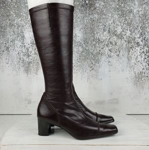 437apb Paul Green brown leather heel tall boots 8.5